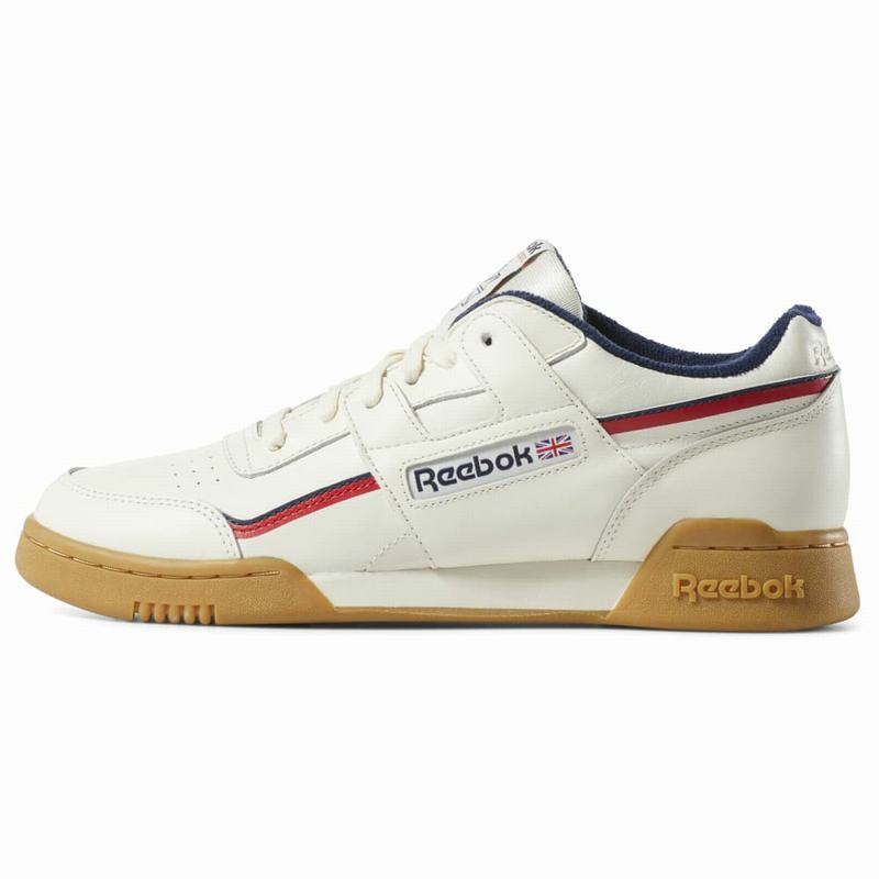 Reebok Workout Plus Tenisky Panske - Biele/Námornícka Modrá/Červené TA3744WQ